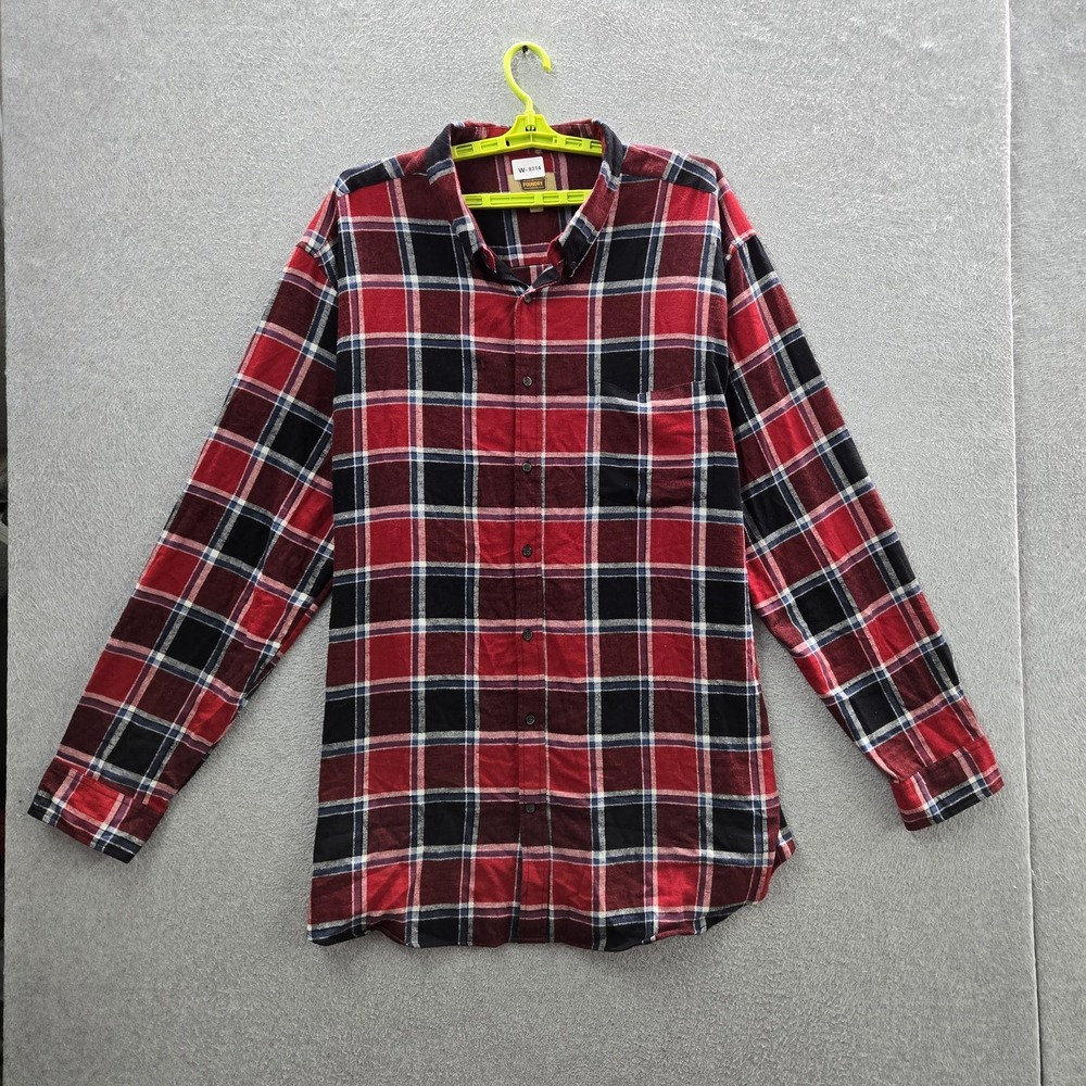 The Foundry Supply Co. Men Button Up Shirt 3XLT Red Plaid Flannel Shirt